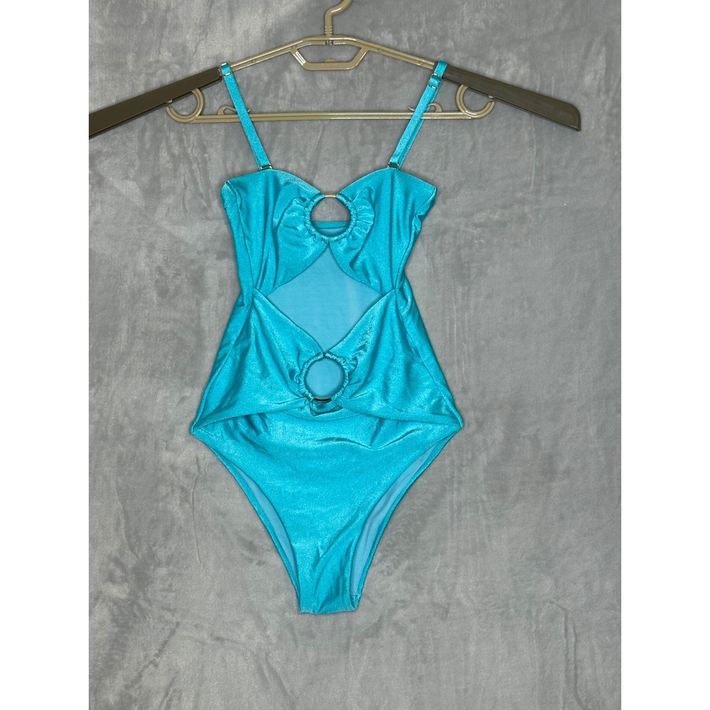 Boamar Womens Double Ring One Piece Swimsuit Sample FPC713 XS/Small Blue